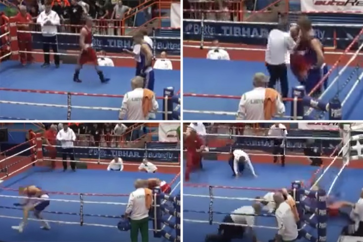 Боксёр избил судью на ринге, после чего был арестован, соперник сбежал — видео